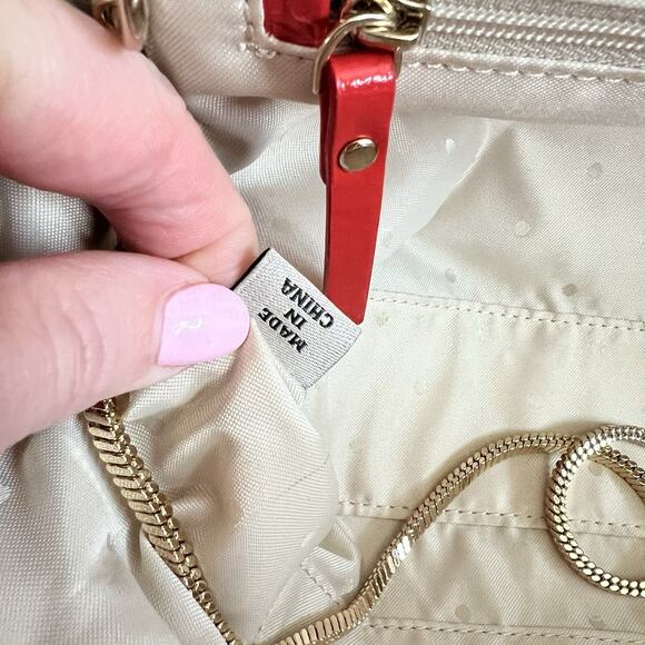 KATE SPADE New York Geometric Canvas Bubble Gum Pink Kiss Lock Clutch Purse Bag - Picture 11 of 16